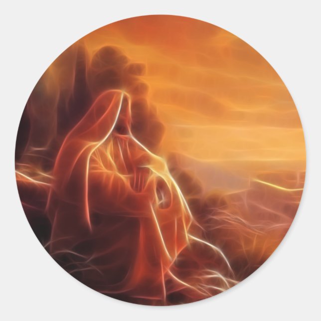Jesus Thinking About You Classic Round Sticker (Front)