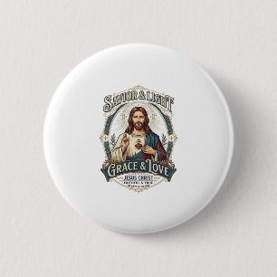 Jesus Thrift Store Vintage Hunting Graphic Tee Chr 6 Cm Round Badge