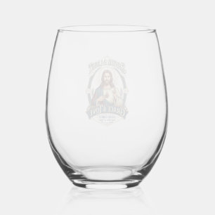 Jesus Thrift Store Vintage Hunting Graphic Tee Chr Stemless Wine Glass