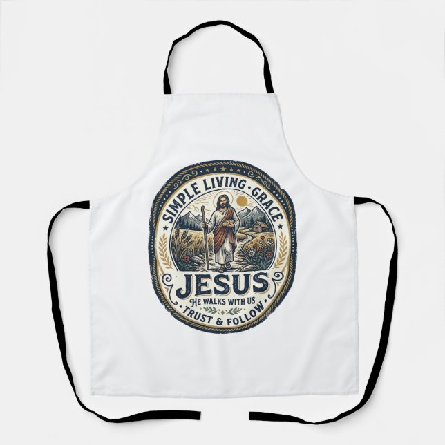 Jesus Tiny House Slow Living Vintage Apron (Front)