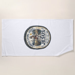Jesus Tiny House Slow Living Vintage Beach Towel