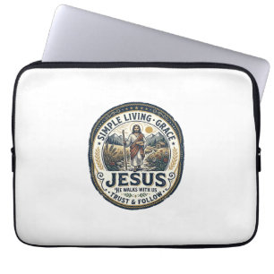 Jesus Tiny House Slow Living Vintage Laptop Sleeve