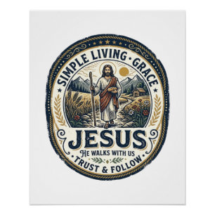 Jesus Tiny House Slow Living Vintage Poster