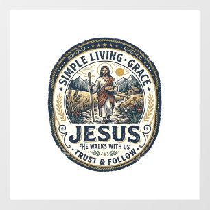 Jesus Tiny House Slow Living Vintage Window Cling