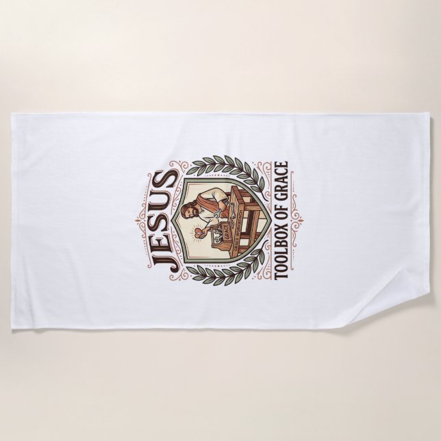 Jesus Toolbox Of Grace Jesus Toolbox Grace Christi Beach Towel (Front)