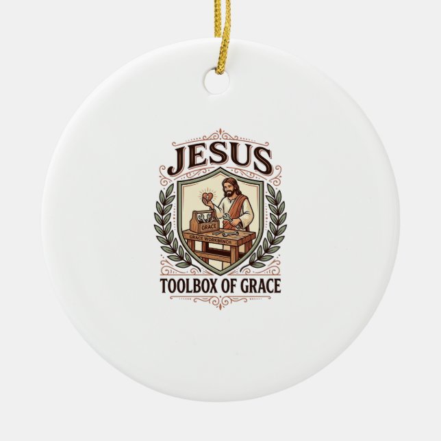 Jesus Toolbox Of Grace Jesus Toolbox Grace Christi Ceramic Tree Decoration (Front)