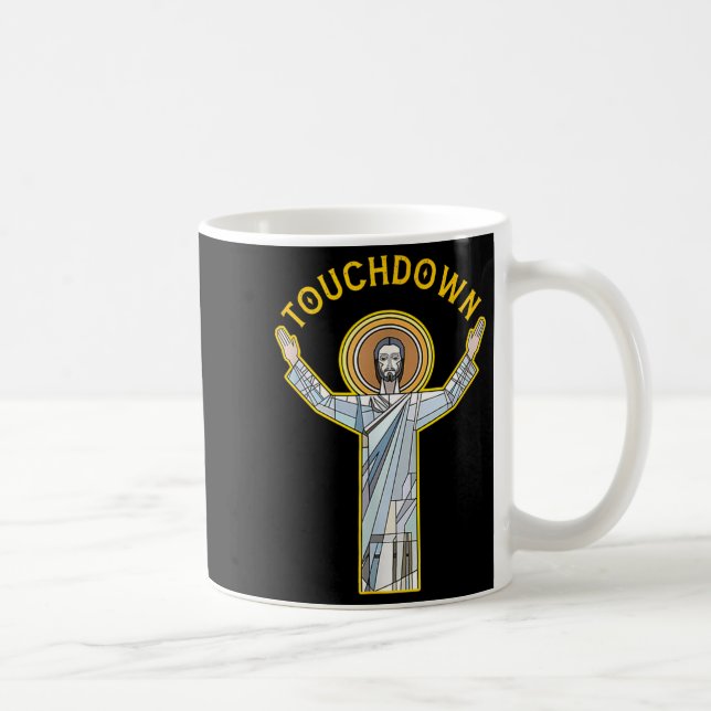 Jesus Touchdown Fun Christian Faith Saying Meme Ch Coffee Mug (Right)