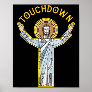 Jesus Touchdown Fun Christian Faith Saying Meme Ch Poster
