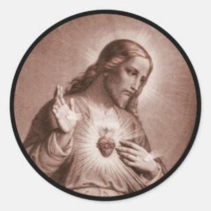 Jesus Touching His Heart Classic Round Sticker