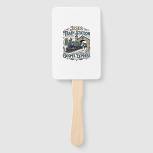 Jesus Train Station Gospel Express Jesus Train Sta Hand Fan