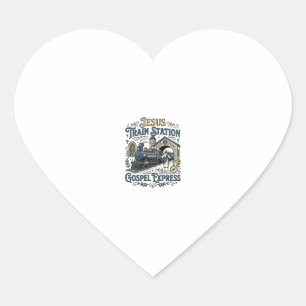 Jesus Train Station Gospel Express Jesus Train Sta Heart Sticker
