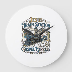 Jesus Train Station Gospel Express Jesus Train Sta Large Clock