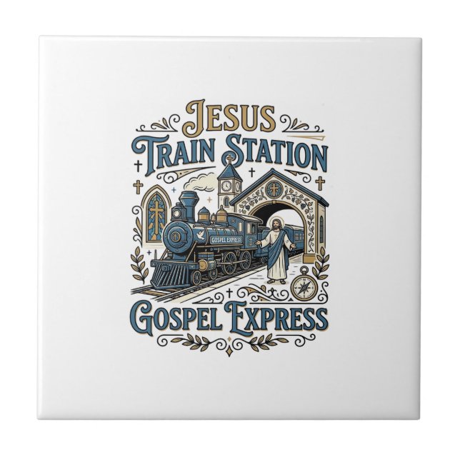 Jesus Train Station Gospel Express Jesus Train Sta Tile (Front)