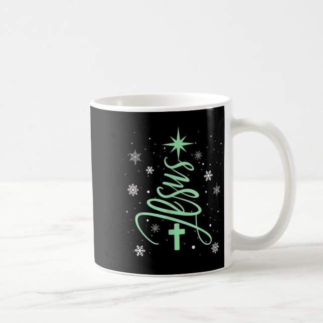 Jesus Tree Christian Christmas Faith Snowflakes Cr Coffee Mug (Right)