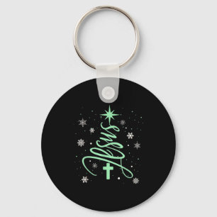 Jesus Tree Christian Christmas Faith Snowflakes Cr Key Ring