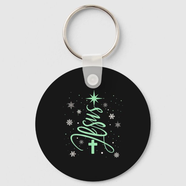 Jesus Tree Christian Christmas Faith Snowflakes Cr Key Ring (Front)