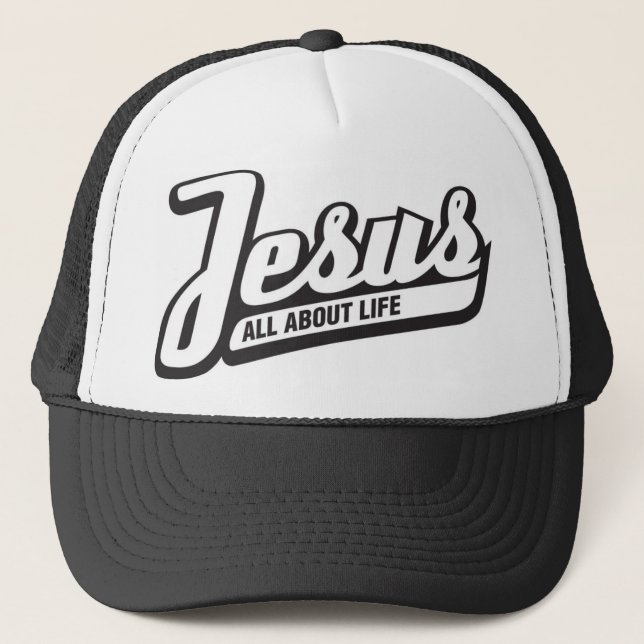 Jesus Trucker Cap - Black and White (Front)