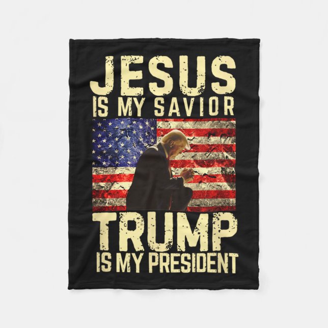 Jesus Trump Tee - Jesus Is My Lord Saviour Trump M Fleece Blanket (Front)