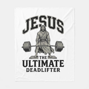 Jesus Ultimate Deadlifter Vintage Gym Shirt Design Fleece Blanket