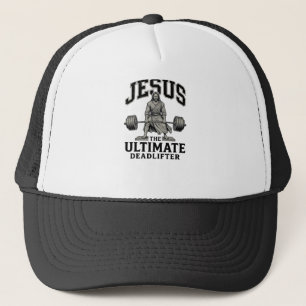 Jesus Ultimate Deadlifter Vintage Gym Shirt Design Trucker Hat