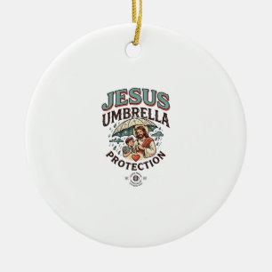 Jesus Umbrella Protection Jesus Umbrella Protectio Ceramic Tree Decoration