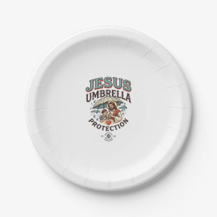 Jesus Umbrella Protection Jesus Umbrella Protectio Paper Plate