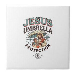 Jesus Umbrella Protection Jesus Umbrella Protectio Tile