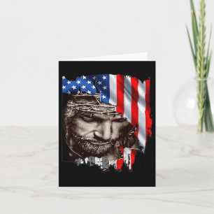 Jesus Usa Flag 4th Of July Independence Day Patrio Card