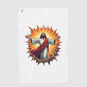 Jesus Victory Burst Vintage Engraving Shirt Golf Towel