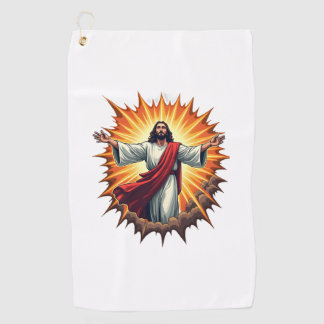 Jesus Victory Burst Vintage Engraving Shirt Golf Towel