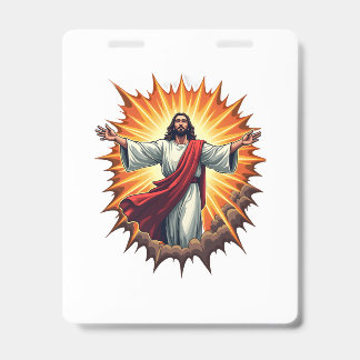Jesus Victory Burst Vintage Engraving Shirt ID Badge