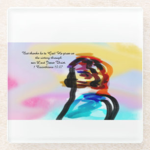 jesus victory glass coaster