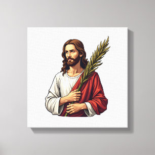 Jesus Victory Palm Vintage Engraving Tee 2 Canvas Print
