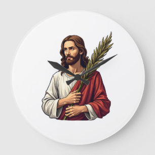 Jesus Victory Palm Vintage Engraving Tee 2 Large Clock
