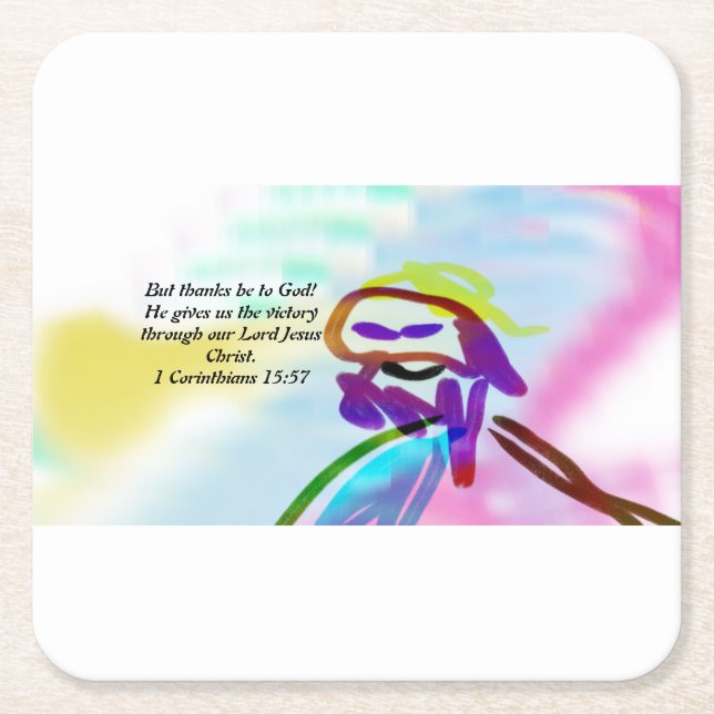Jesus  victory square paper coaster (Front)