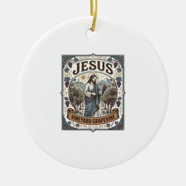 Jesus Vineyard Grapevine Jesus Vineyard Grapevine  Ceramic Tree Decoration (Front)