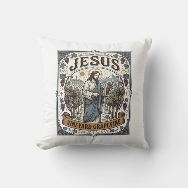 Jesus Vineyard Grapevine Jesus Vineyard Grapevine  Cushion (Front)
