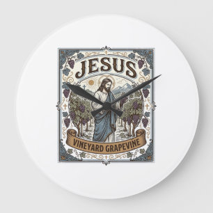 Jesus Vineyard Grapevine Jesus Vineyard Grapevine Large Clock