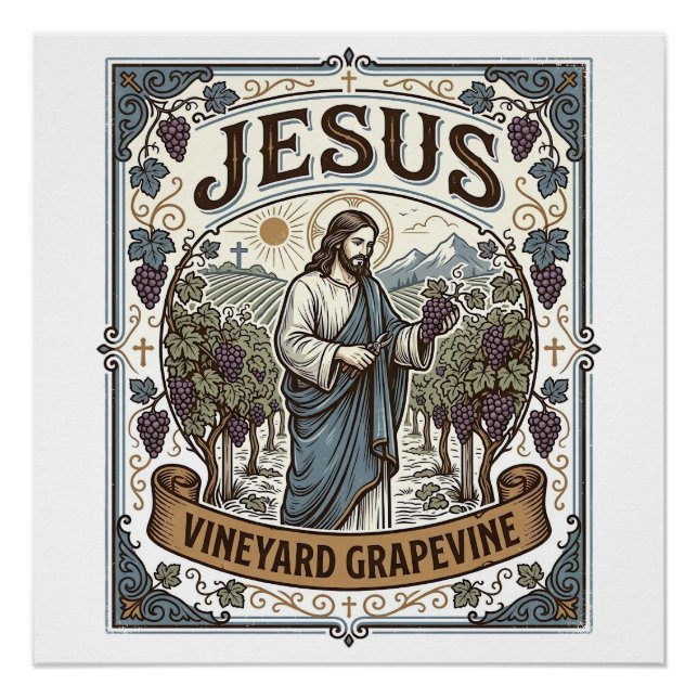 Jesus Vineyard Grapevine Jesus Vineyard Grapevine  Poster (Front)
