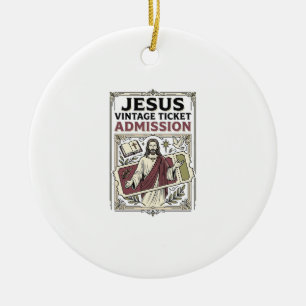 Jesus Vintage Ticket Admission Jesus Vintage Ticke Ceramic Tree Decoration