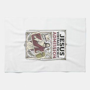 Jesus Vintage Ticket Admission Jesus Vintage Ticke Tea Towel