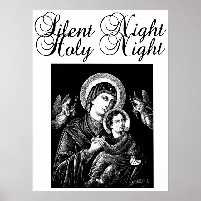 Jesus Virgin Mary Silent Night Christmas art Poster (Front)