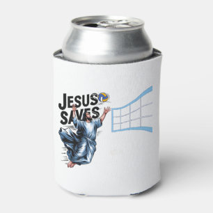 Jesus Volleyball Saves Funny Christian Faith   Can Cooler