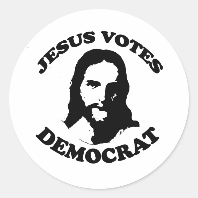 Jesus votes democrat classic round sticker (Front)