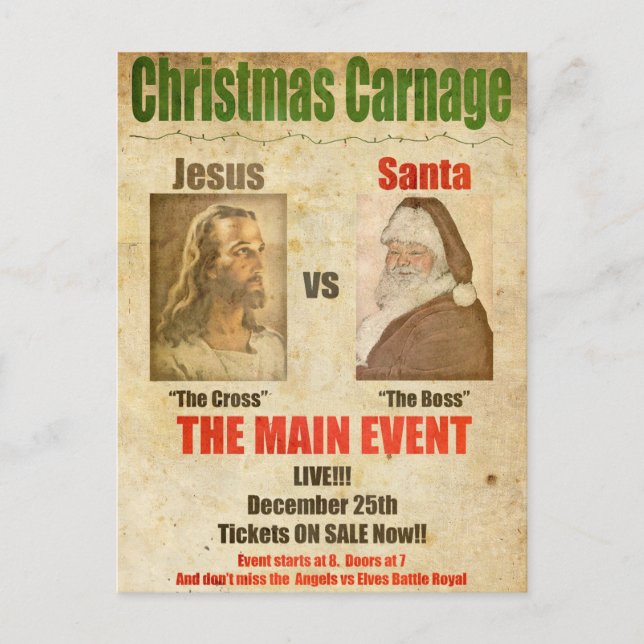 Jesus vs Santa Holiday Postcard (Front)