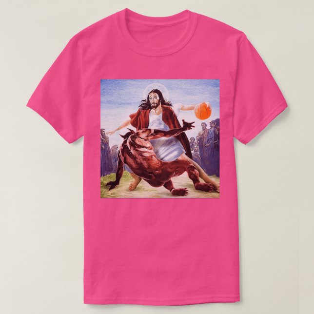 Jesus vs Satan in Basketbal T-Shirt (Design Front)