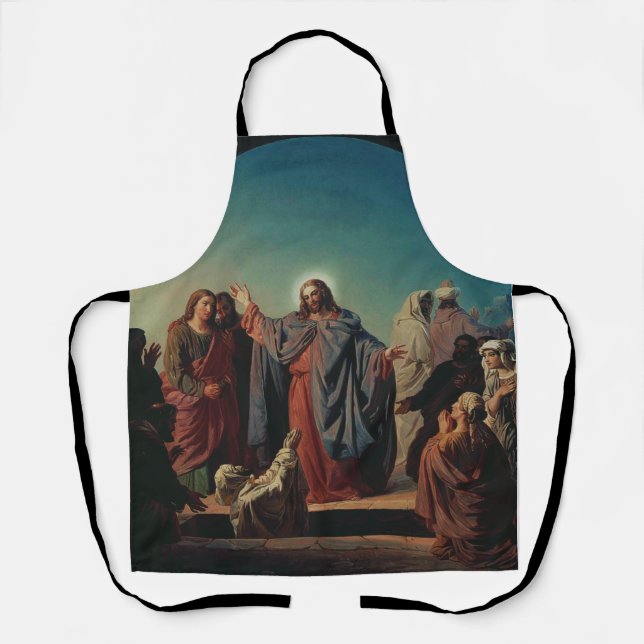 Jesus Wakes Lazarus by Robert Wilhelm Ekman  Apron (Front)