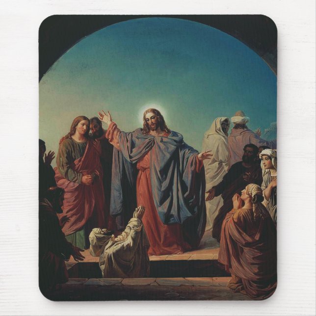 Jesus Wakes Lazarus by Robert Wilhelm Ekman  Mouse Mat (Front)