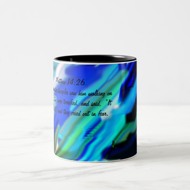 Jesus walk on water Two-Tone coffee mug (Center)