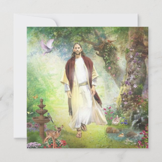 Jesus Walking In The Garden Of Gethsemane Holiday  Card (Front)